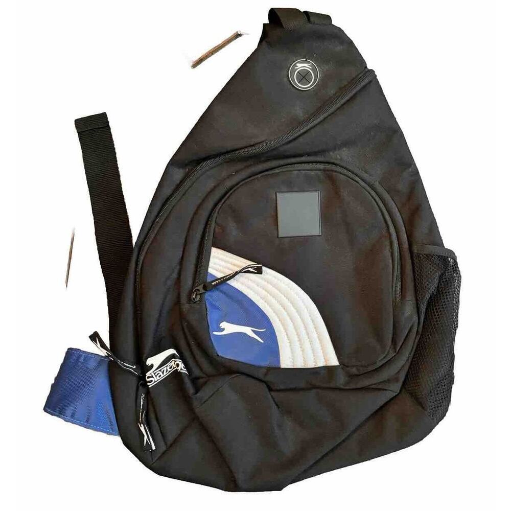 NWT Vintage Slazenger Unisex Black Blue Backpack Sling One Strap